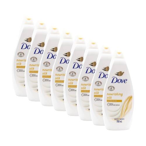 8PK Dove Nourishing Silk Triple Moisture Serum Body Wash For Dry Skin 750ml
