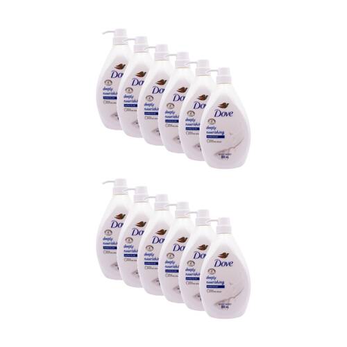 12PK Dove Deeply Nourishing Dry Skin Triple Moisture Serum Body Wash 800ml