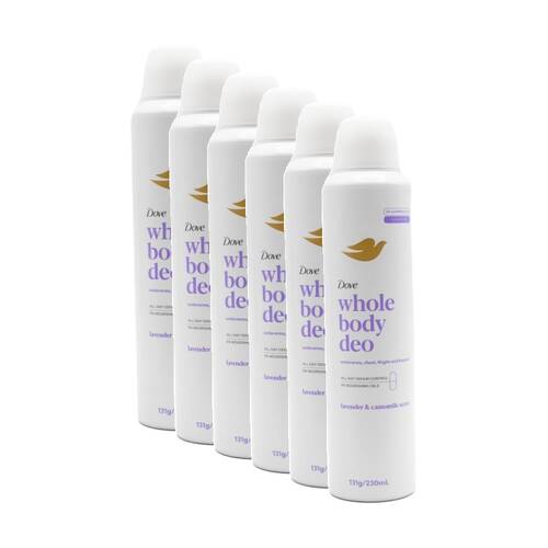 6PK Dove Women's Sensitive Whole Body Deo Deodorant Lavender Camomile 230ml
