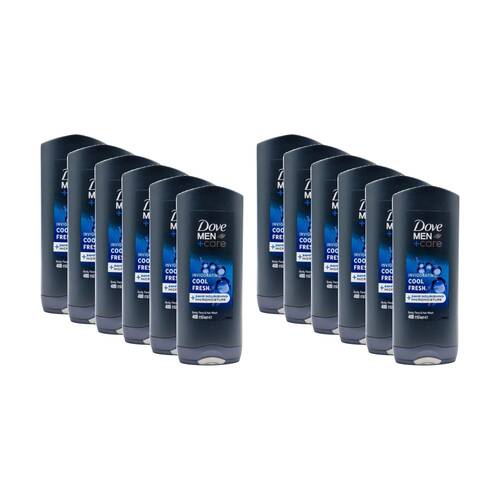 12PK Dove Men +Care Invigorating Cool Fresh Body Face & Hair Wash 400ml