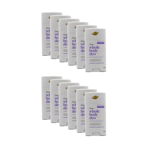 12PK Dove Whole Body Deo Deodorant Stick Lavender Camomile Scent 81g