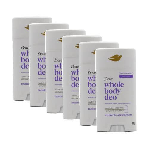 6PK Dove Whole Body Deo Deodorant Stick Lavender Camomile Scent 81g
