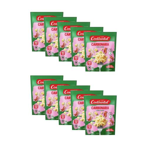 10PK Continental Carbonara Pasta And Sauce Family Pack Grocery Item 145g