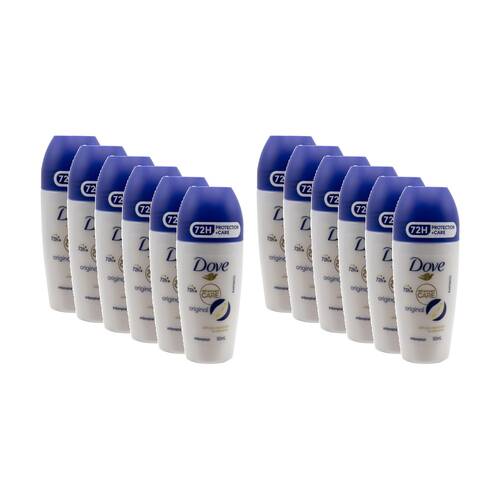 12PK Dove 72H Advanced Care Roll On Antiperspirant Deodorant 50mL Original