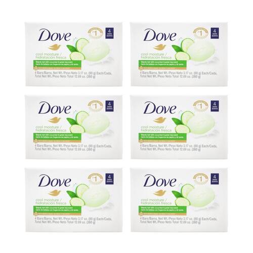 6x 4pc Dove Beauty Bar Soap 90g Each Cucumber Green Tea Scent