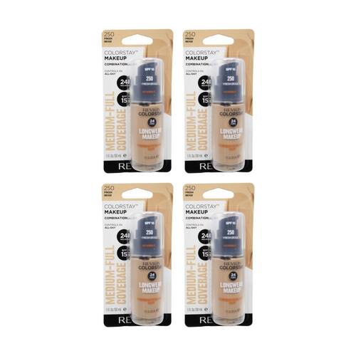 4PK Revlon Longwear Colorstay Foundation 30ml M Full Coverage Fresh Beige 250