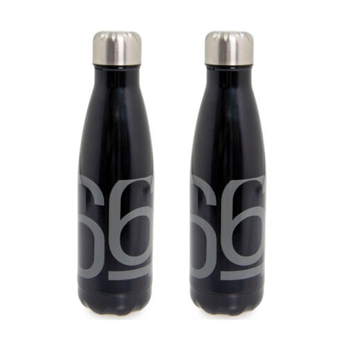 2PK 66Fit Stainless Steel Water Bottle Vacuum Insulated 500ml Black