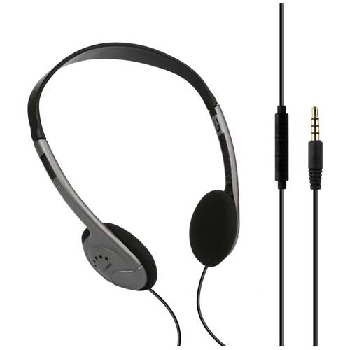 VERBATIM Multimedia Over Ear Wired Headset W/ Inline Mic & 3.5mm Jack Grey