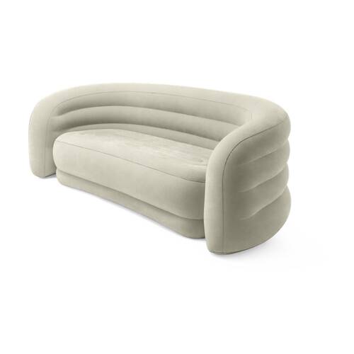Intex Curved Inflatable Sofa Velvety Surface Lounge Couch Beige 229x109cm