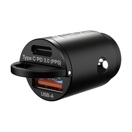 VERBATIM Car Charger 2 Ports Power Delivery Quick Charge Mini 30W Black