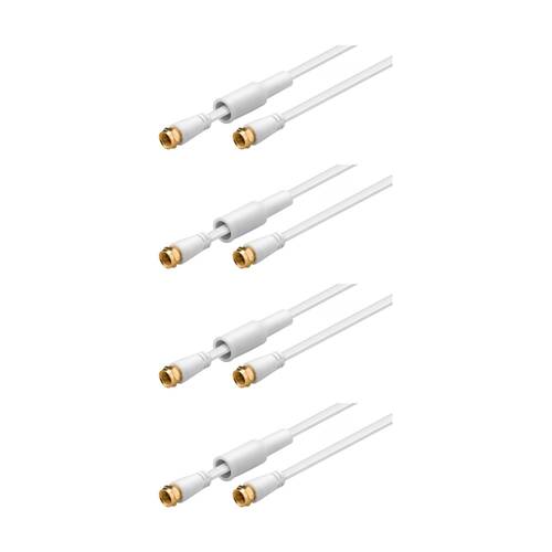 4PK Goobay Flat Antenna Cable 80 dB Weather Protect 10M Exterior Coaxial - White
