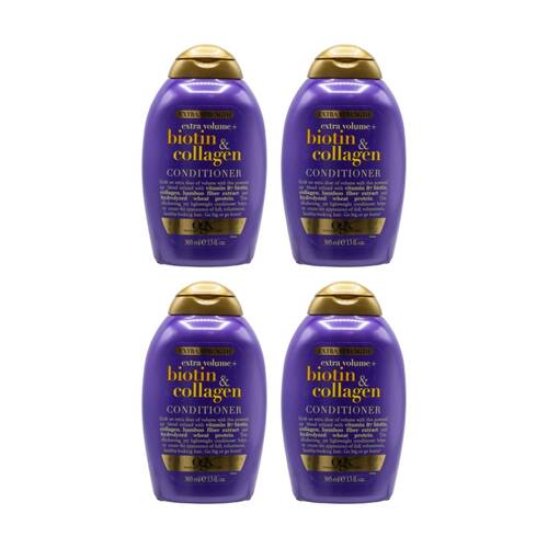 4PK OGX Biotin And Collagen Extra Strength Volume Hair Conditioner Bottle 385ml