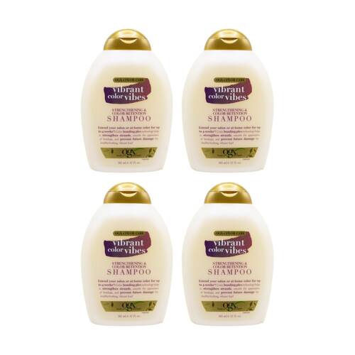 4PK OGX Vibrant Color Vibes Strengthening Retention Hair Shampoo Bottle 385ml