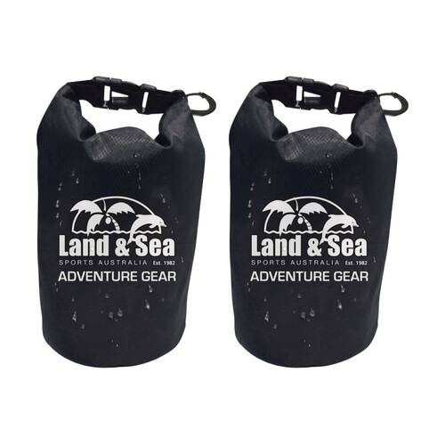 2PK Land & Sea Sports Australia Personal Dry Bag Waterproof Seal 1.5L Black