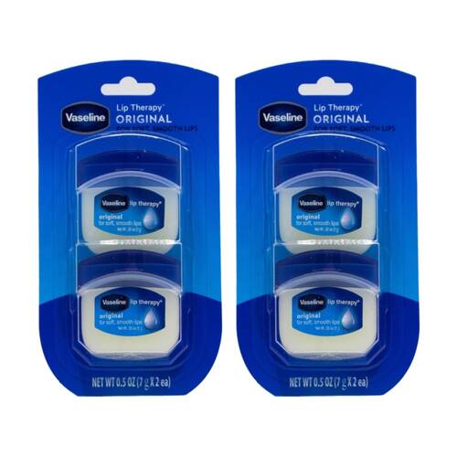 2x 2pc Vaseline Lip Therapy Original Pack Hydrating Balm Smooth Soft Care 7g