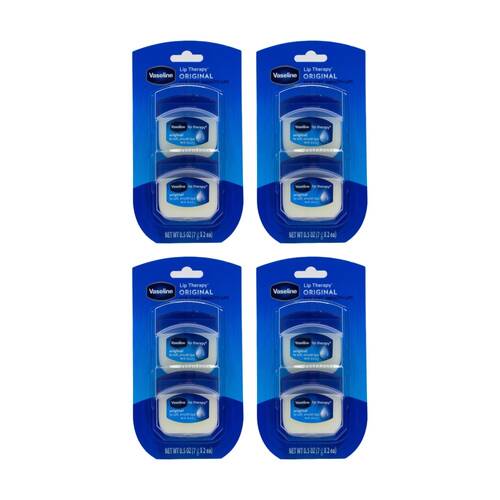 4x 2pc Vaseline Lip Therapy Original Pack Hydrating Balm Smooth Soft Care 7g