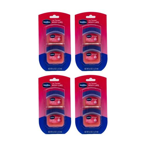4x 2pc Vaseline Lip Therapy Rosy Lips Soft Pink Moisturising Balm