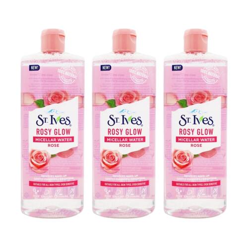 3PK St Ives Micellar Water Rosy Glow Rose Face Cleanser Gentle Care 400ml