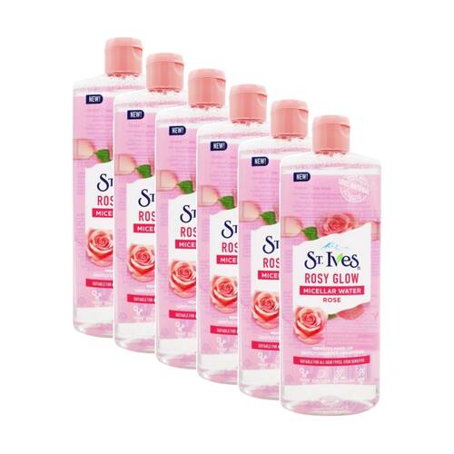 6PK St Ives Micellar Water Rosy Glow Rose Face Cleanser Gentle Care 400ml