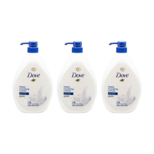3PK Dove Body Wash Deeply Nourishing Instantly Soft Skin Care 1000mL