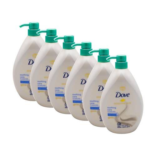 6PK Dove Body Wash Soothing Care Sensitive Skin Cleanse & Nourish 1000mL
