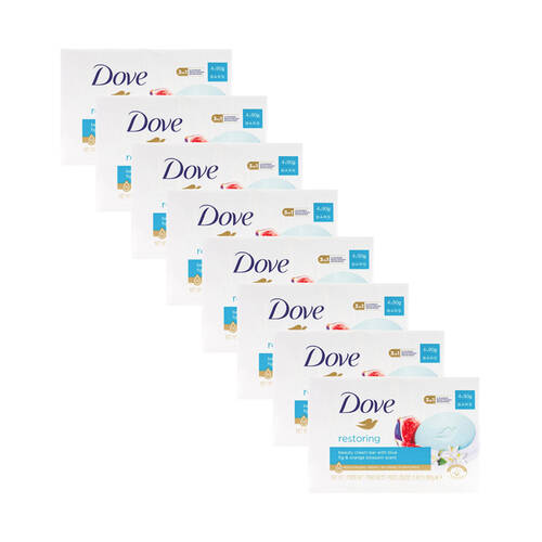 8x 4pc Dove Restoring Beauty Cream Bar W/ Blue Fig & Orange Blossom Scent 90g