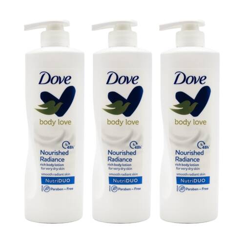 3PK Dove Body Love Nourished Radiance Rich Lotion For Dry Skin 400mL