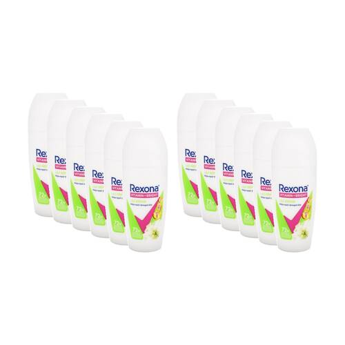 12PK Rexona Antiperspirant Vitamin Bright Lily Repair 72H Freshness Protect 45mL