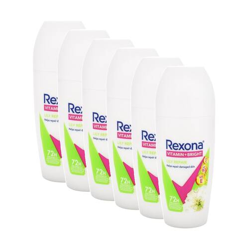 6PK Rexona Antiperspirant Vitamin Bright Lily Repair 72H Freshness Protect 45mL