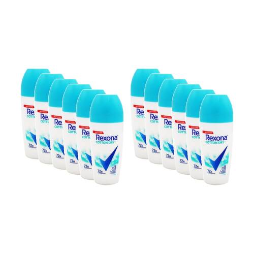 12PK Rexona Antiperspirant Cotton Dry 72H Sweat Protection Best Formula 45mL