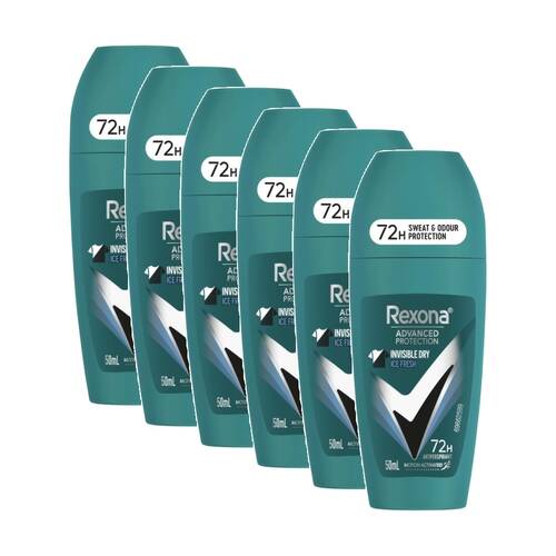 6PK Rexona Antiperspirant Roll On Advanced Protection Ice Fresh 72H 50mL