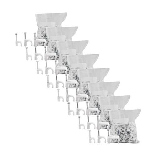 8PK 100pc 6mm Cable Clip To Suit Rg59 Round White RG59
