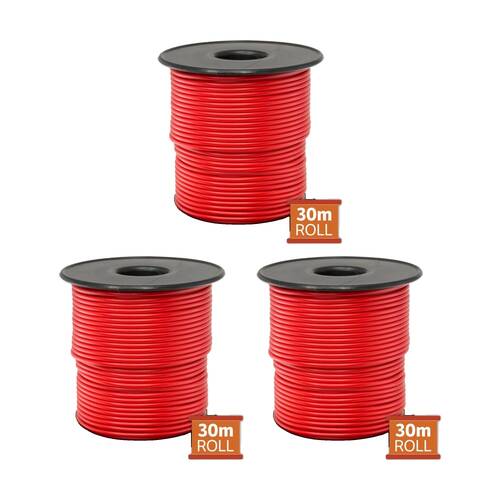 3PK Doss 30M Red Hookup Wire/ Cable Sold As A Roll Of Tinned Copper Wire