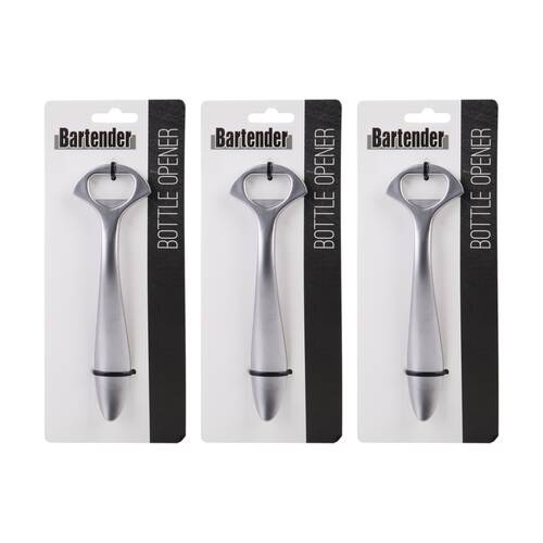3PK Bartender Durable Ergonomic Handle Bottle Opener White Nickel