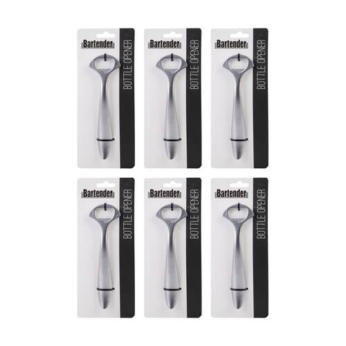 6PK Bartender Durable Ergonomic Handle Bottle Opener White Nickel