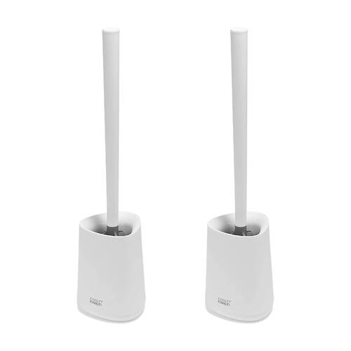 2PK Joseph Joseph Flex 360 Lite Bathroom Toilet Cleaning Brush W/ Holder White