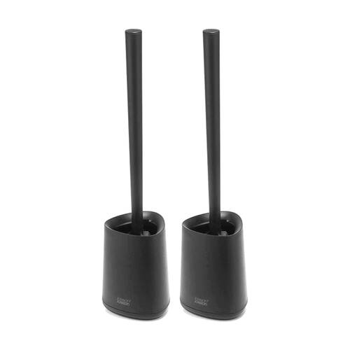 2PK Joseph Joseph Flex 360 Lite Bathroom Toilet Cleaning Brush W/ Holder Black