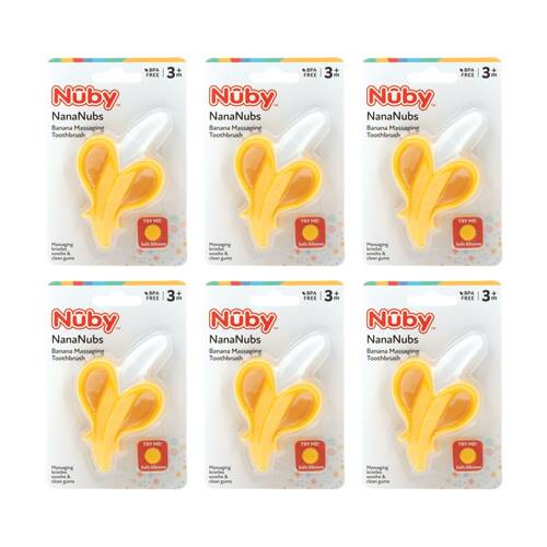 6x Nuby NanaNubs Banana Gum Massaging Toothbrush Baby Teether Yellow 3m+