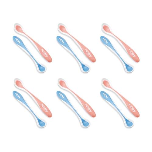 6x 2pc Nuby Hot Safe Spoons Soft Bite Tip Colour Changing Multicolour 4m+