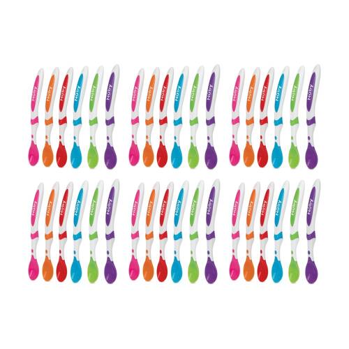 6x 6pc Nuby Baby/Infant Weaning Spoons Soft Tip Gentle On Gums Multicolour