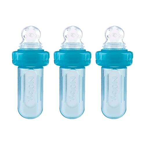 3x Nuby Ez Squee-Z Feeder Silicone Baby Spoon Feeding Pouch Multicolour 3m+