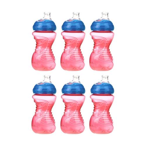 6x Nuby No Spill Super Spout Gripper Cup Easy Grip 300ml Assorted 6m+