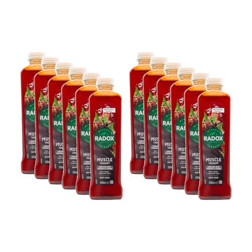 12PK Radox Muscle Therapy Bath Soak Black Pepper & Ginseng Scent 500ml