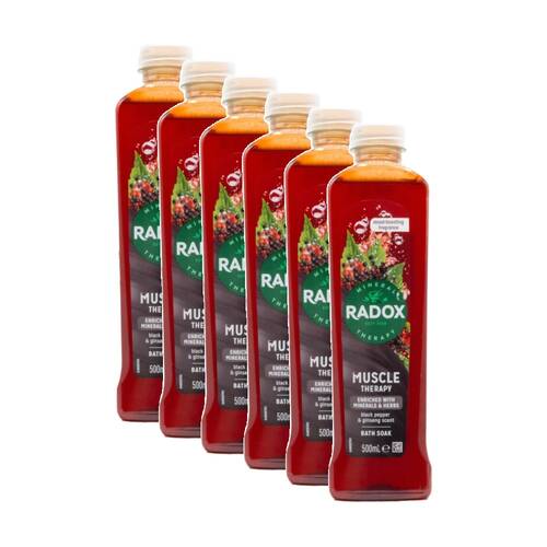 6PK Radox Muscle Therapy Bath Soak Black Pepper & Ginseng Scent 500ml