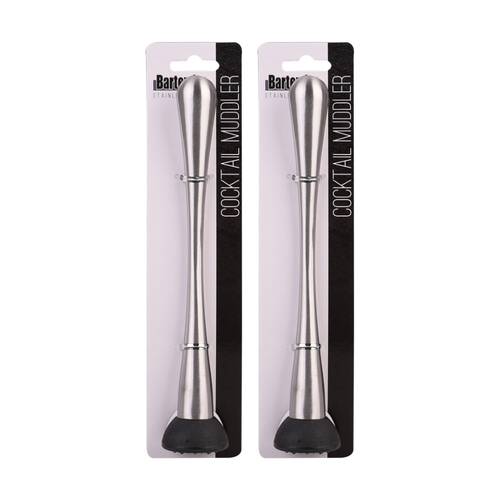 2PK Bartender Stainless Steel Cocktail Muddler W/ Scratch Resistant Head 22cm