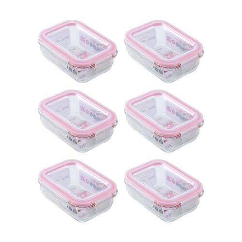 6PK Lemon And Lime Yorkshire Glass Clip Seal Reusable Food Container 370ml