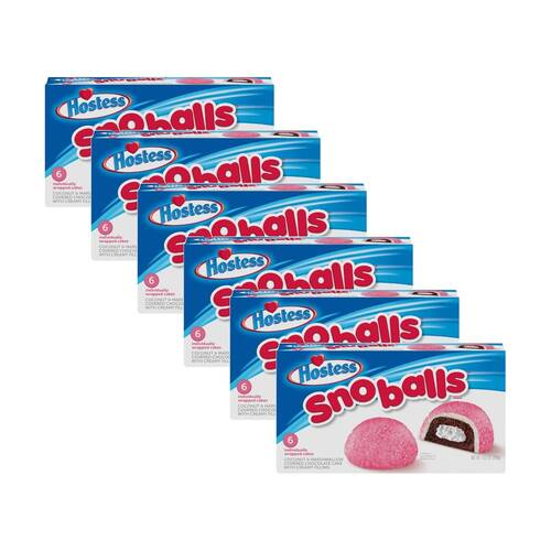 6PK Hostess Wrapped SnoBalls W/ Coconut Marshmallow & Choc Cake 297g
