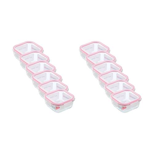 12x Lemon And Lime Yorkshire Glass Square Clip Seal Food Storage Container 500ml