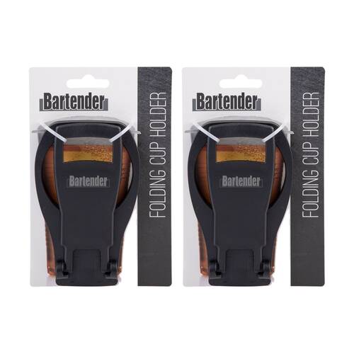 2PK Bartender Portable Folding Cup Holder For Up To Four Cups Black