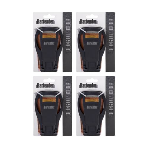 4PK Bartender Portable Folding Cup Holder For Up To Four Cups Black